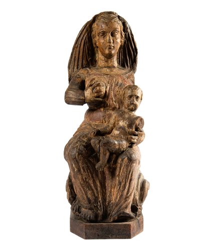 "The Virgin of the Milk"  Medieval wooden sculpture